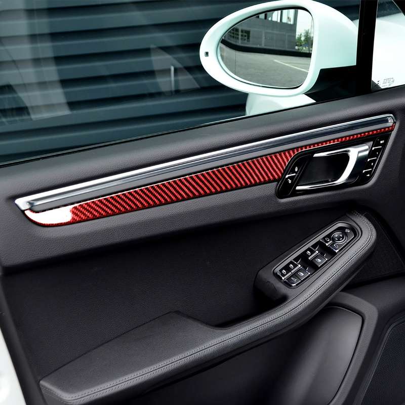 Car Carbon Fiber Door Panel Decorative Sticker for Porsche Macan 2014-2021, Left and Right Drive Uni