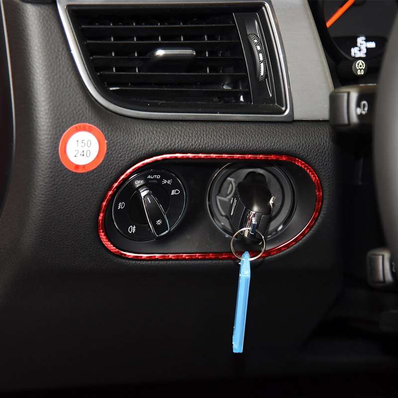 Car Carbon Fiber Headlight Switch Panel Decorative Sticker for Porsche Macan 2014-2021, Left and Rig