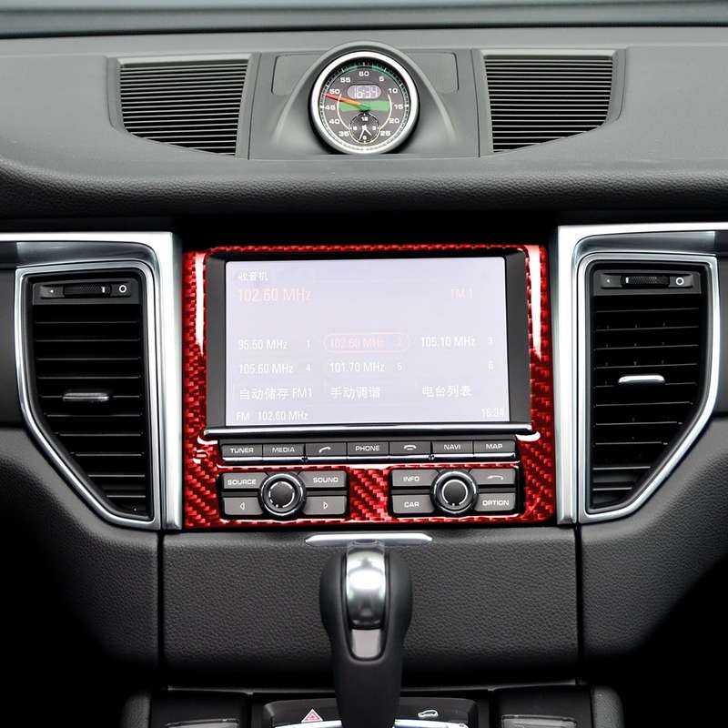 Car Carbon Fiber Navigation Panel Decorative Sticker for Porsche Macan 2014-2018, Left and Right Dri