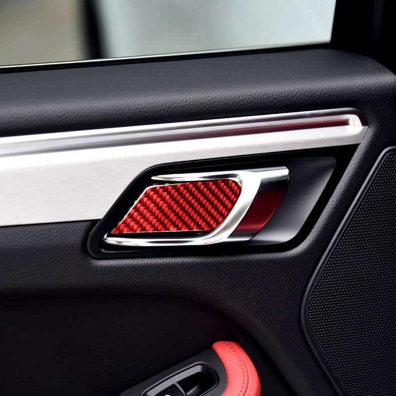 Car Carbon Fiber Inner Door Bowl Panel Decorative Sticker for Porsche Macan 2014-2021, Left and Righ