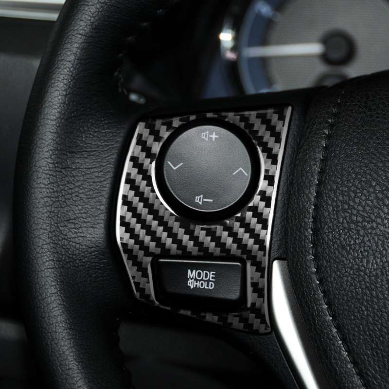 Car Carbon Fiber Steering Wheel Button Frame Decorative Sticker for Toyota Corolla / Levin 2014-2018