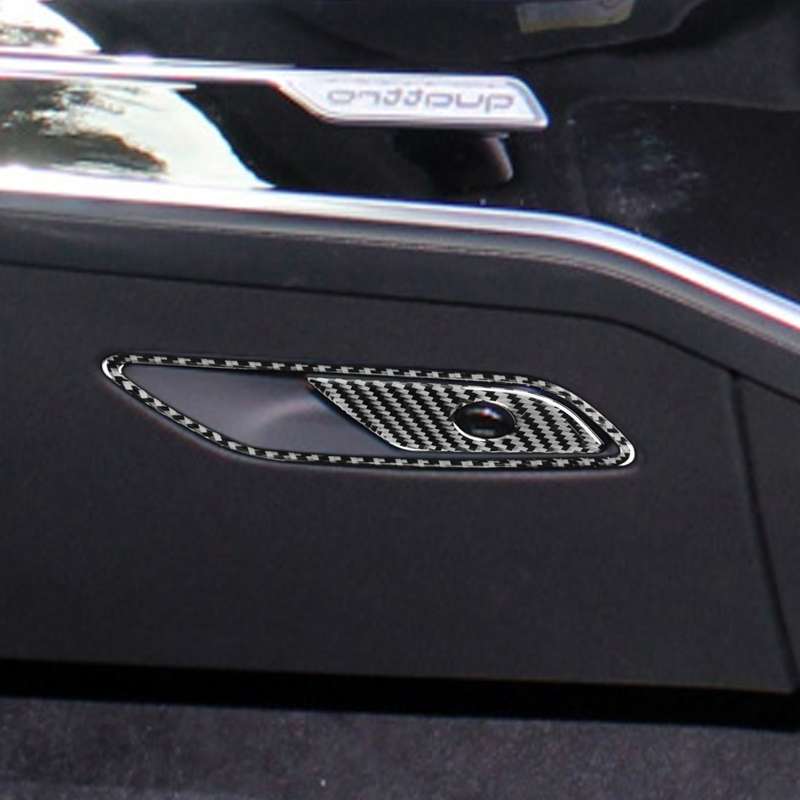Car Carbon Fiber Front Passenger Seat Storage Box Switch Decorative Sticker for Audi A6L / A7 2019-,