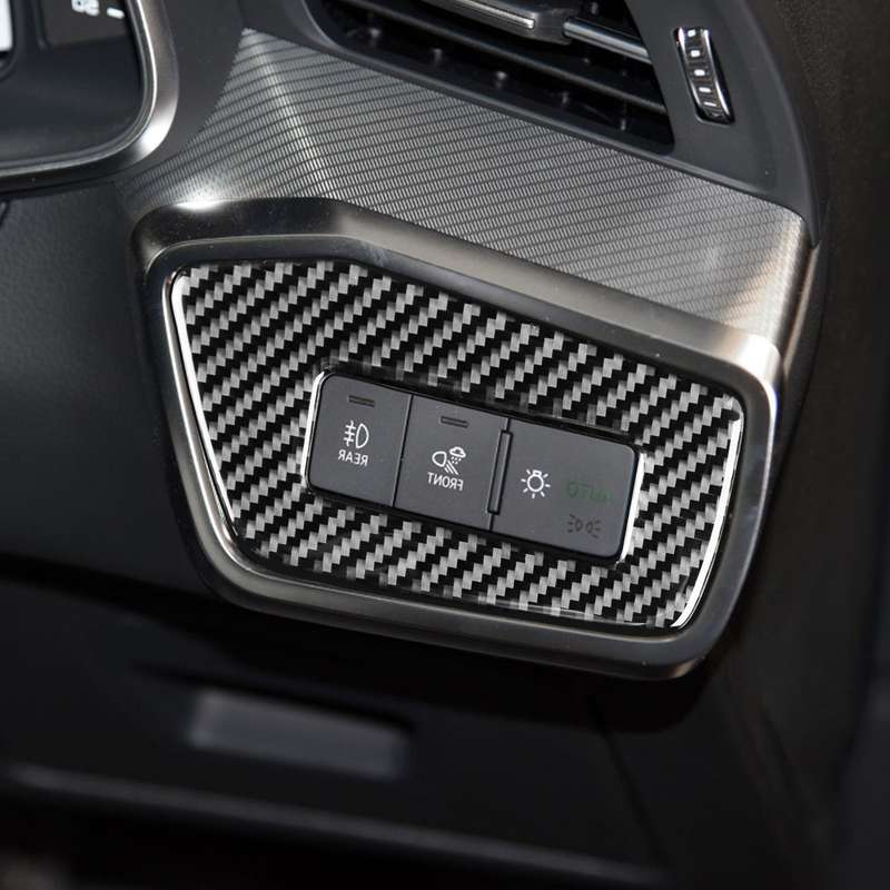 Car Carbon Fiber Headlight Switch Decorative Sticker for Audi A6L / A7 2019-, Right Drive