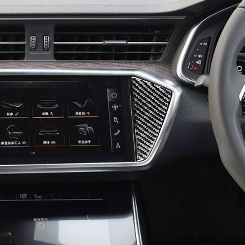 Car Carbon Fiber Central Control Decorative Sticker for Audi A6L / A7 2019-, Right Drive