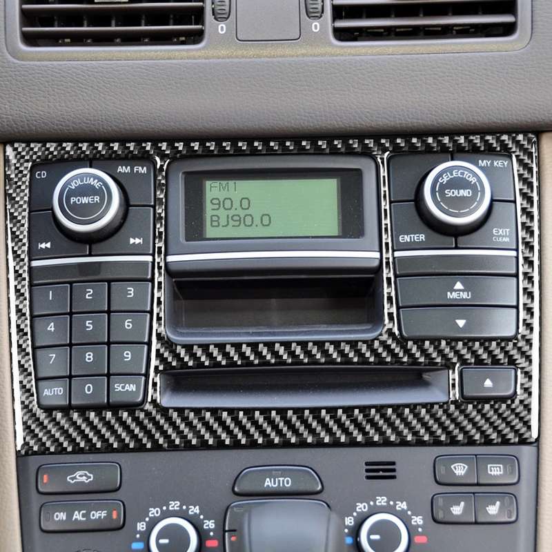 Car Carbon Fiber CD Panel Decorative Sticker for Volvo XC90 2003-2014, Left and Right Drive Universa