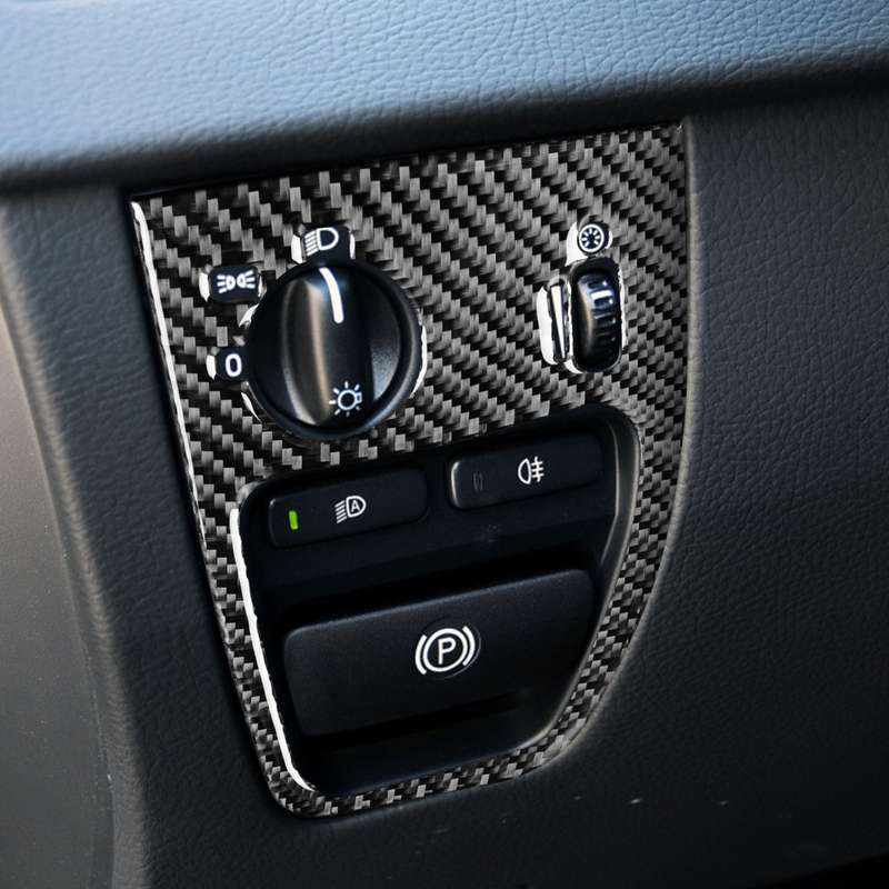 Car Carbon Fiber Headlight Control Decorative Sticker for Volvo XC90 2003-2014, Left and Right Drive