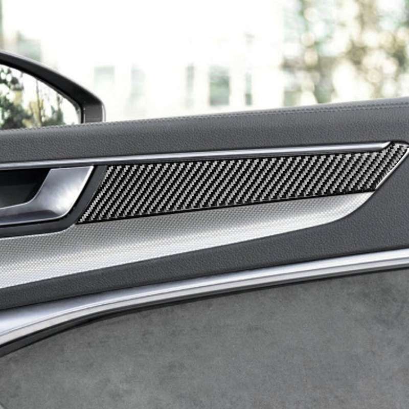 Car Carbon Fiber Door Panel Decorative Sticker for Audi A6L / A7 2019-, Left and Right Drive Univers