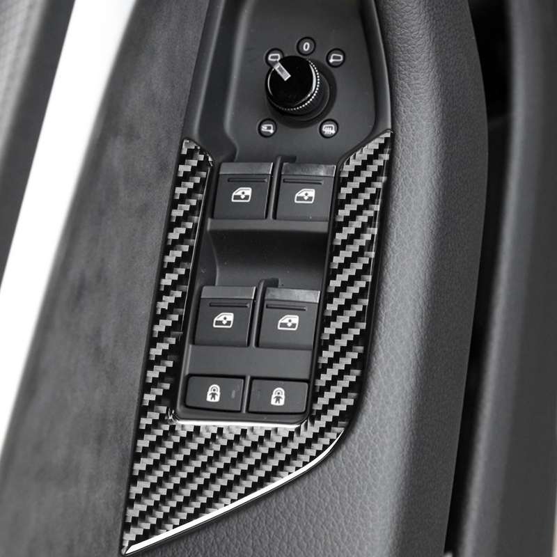 Car Carbon Fiber Window Glass Lift Decorative Sticker for Audi A6L / A7 2019-, Left Drive