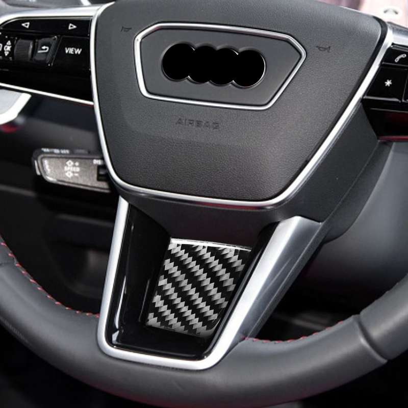 Car Carbon Fiber Steering Wheel Lower Decorative Sticker for Audi A6L / A7 2019-, Left and Right Dri