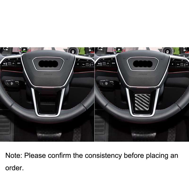 Car Carbon Fiber Steering Wheel Lower Decorative Sticker for Audi A6L / A7 2019-, Left and Right Dri
