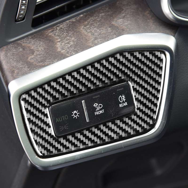 Car Carbon Fiber Headlight Switch Decorative Sticker for Audi A6L / A7 2019-, Left Drive