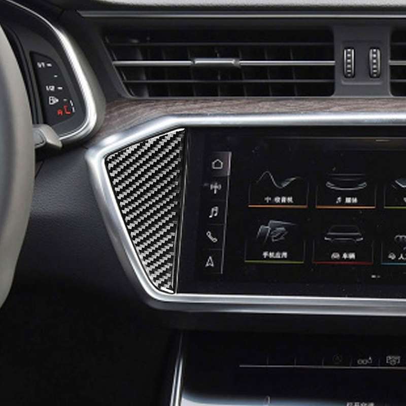 Car Carbon Fiber Central Control Decorative Sticker for Audi A6L / A7 2019-, Left Drive