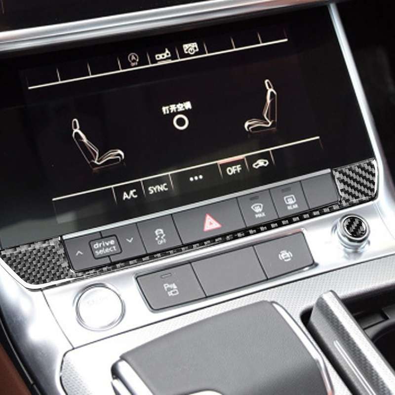 Car Carbon Fiber Warning Panel Buttons Decorative Sticker for Audi A6L / A7 2019-, Left and Right Dr