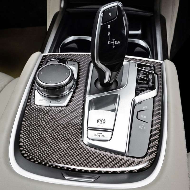 Car Carbon Fiber Central Shift Panel Cover Decorative Sticker for BMW G11 / G12 2016-, Right Drive