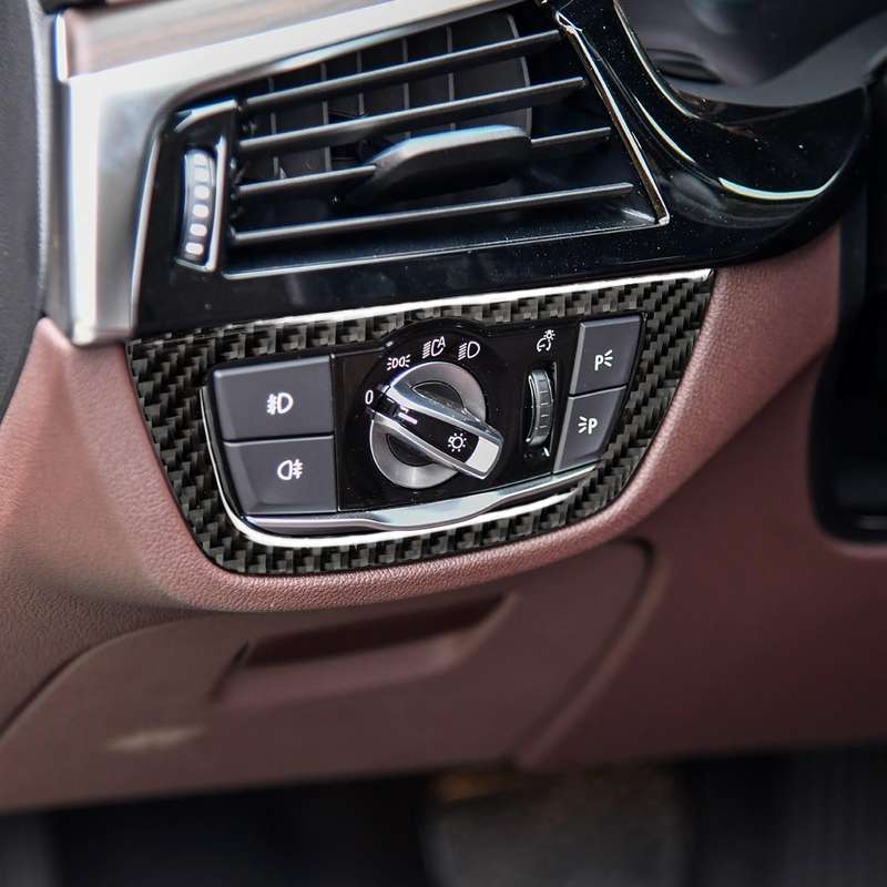 Car Carbon Fiber Headlight Switch Solid Color Decorative Sticker for BMW G01 X3 2018-2020 / G02 X4 2