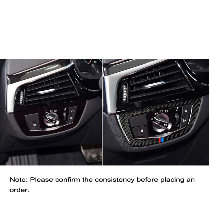 Car Carbon Fiber Headlight Switch 3-color Decorative Sticker for BMW G01 X3 2018-2020 / G02 X4 2019-
