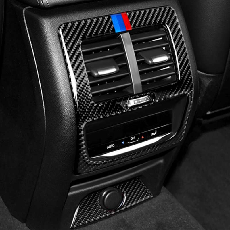 Car Carbon Fiber Rear Air Conditioning Vent 3-color Decorative Sticker for BMW G01 X3 2018-2020 / G0