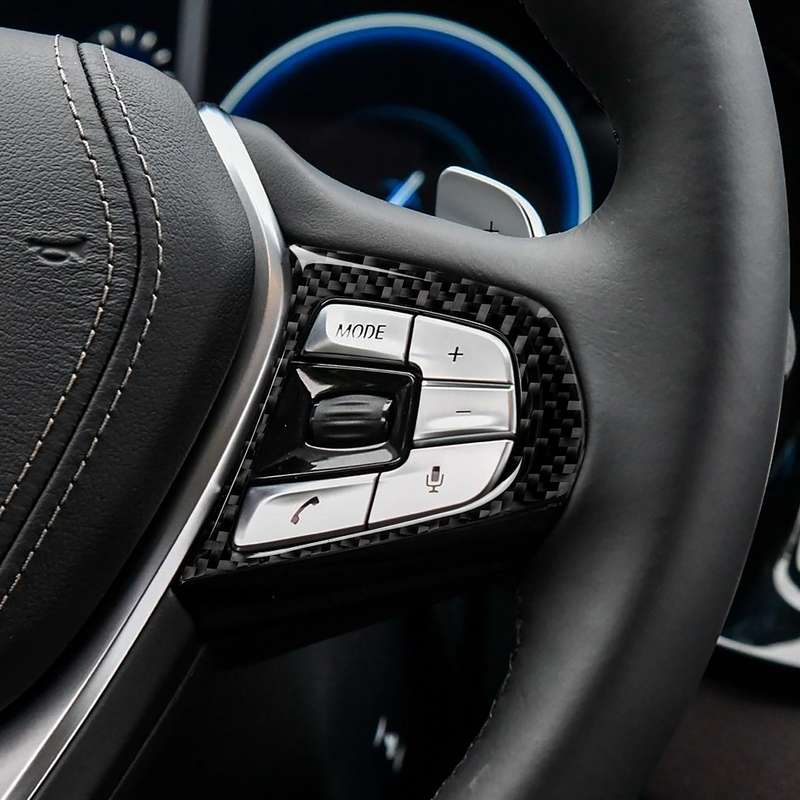 2 in 1 Car Carbon Fiber Steering Wheel Button Solid Color B Decorative Sticker for BMW G01 X3 2018-2