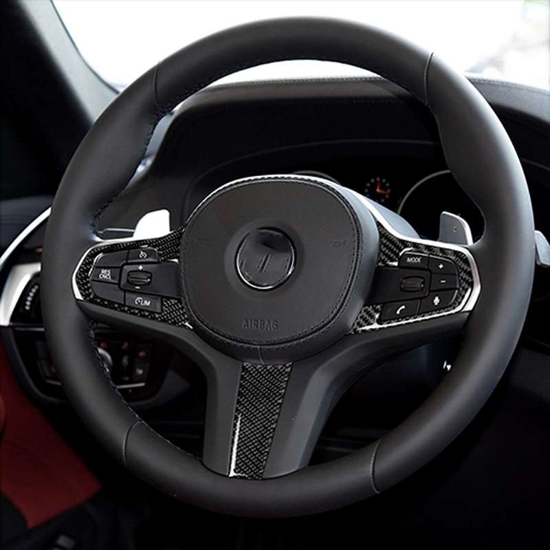 3 in 1 Car Carbon Fiber Steering Wheel Solid Color A Decorative Sticker for BMW G01 X3 2018-2020 / G