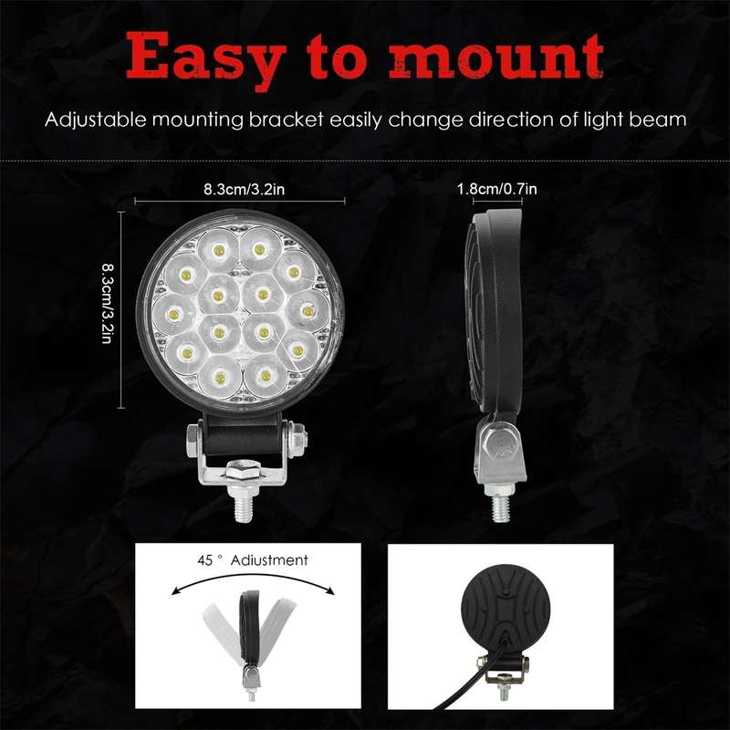 D0037 9.8W 10-30V DC 6000K 3 inch 14 LEDs Circle Offroad Truck Car Driving Light Work Light Spotligh