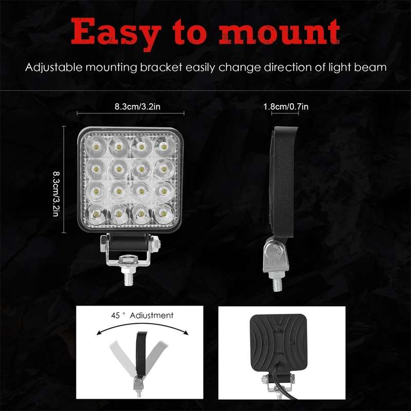 D0038 11.2W 10-30V DC 6000K 3 inch 16 LEDs Square Offroad Truck Car Driving Light Work Light Spotlig