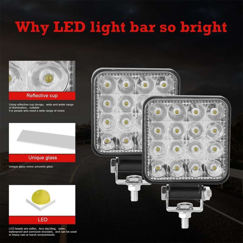 D0038 11.2W 10-30V DC 6000K 3 inch 16 LEDs Square Offroad Truck Car Driving Light Work Light Spotlig