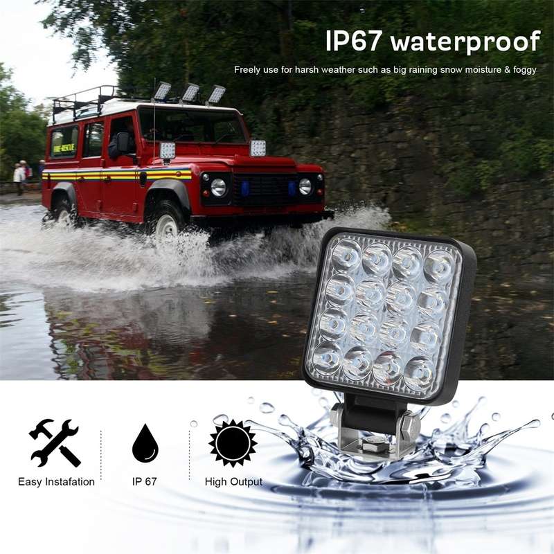 D0038 11.2W 10-30V DC 6000K 3 inch 16 LEDs Square Offroad Truck Car Driving Light Work Light Spotlig