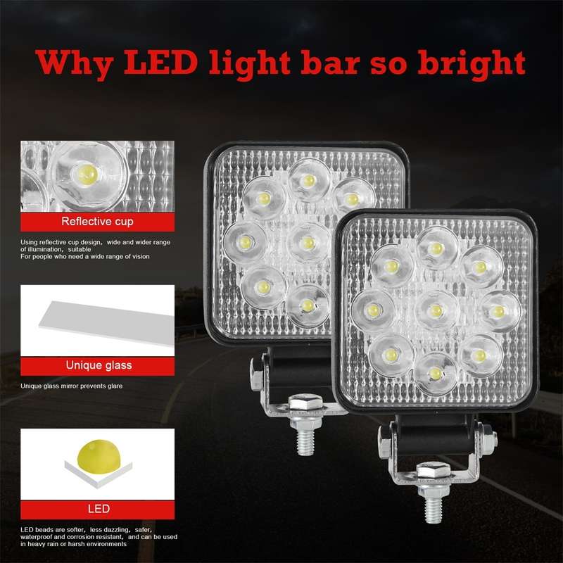 D0036 6.3W 10-30V DC 6000K 3 inch 9 LEDs Square Offroad Truck Car Driving Light Work Light Spotlight