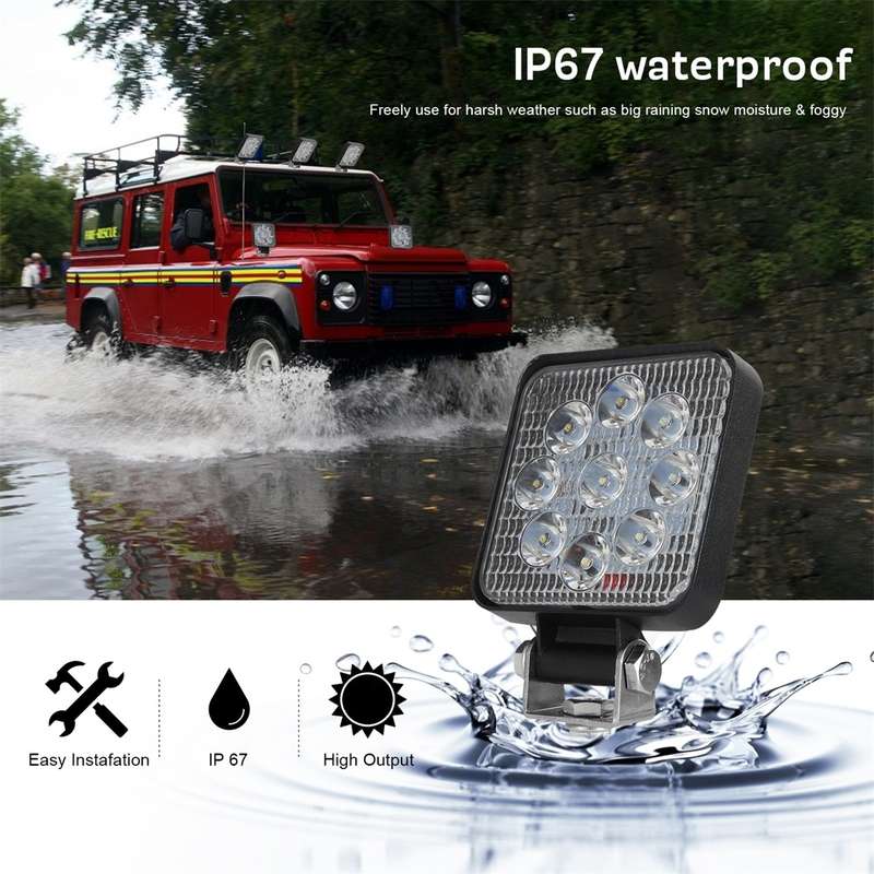 D0036 6.3W 10-30V DC 6000K 3 inch 9 LEDs Square Offroad Truck Car Driving Light Work Light Spotlight