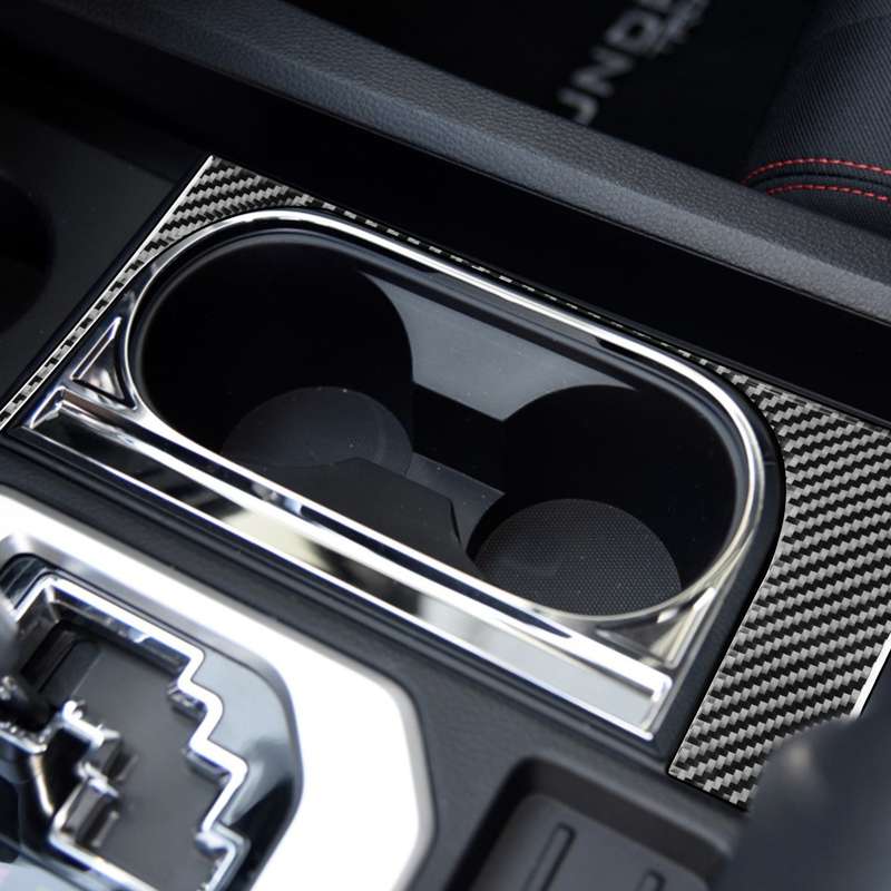Carbon Fiber Car Cup Holder Frame Decorative Sticker for Toyota Tundra 2014-2018, Left Driving