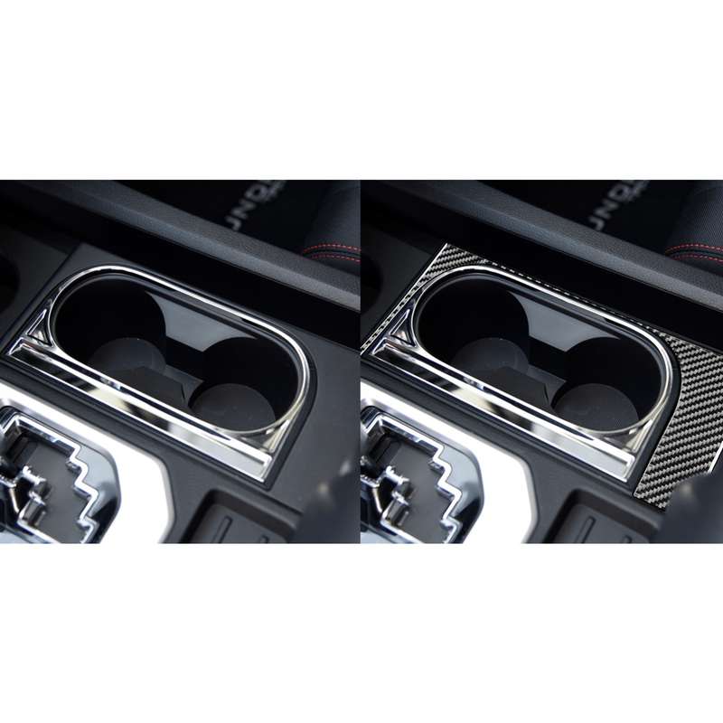 Carbon Fiber Car Cup Holder Frame Decorative Sticker for Toyota Tundra 2014-2018, Left Driving