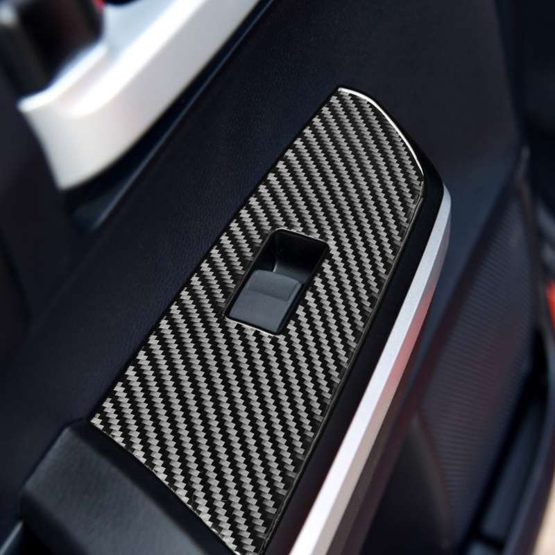 4 PCS / Set Carbon Fiber Car Glass Lift Switch Ring Decorative Sticker for Toyota Tundra 2014-2018,