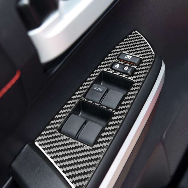 4 PCS / Set Carbon Fiber Car Glass Lift Switch Ring Decorative Sticker for Toyota Tundra 2014-2018,