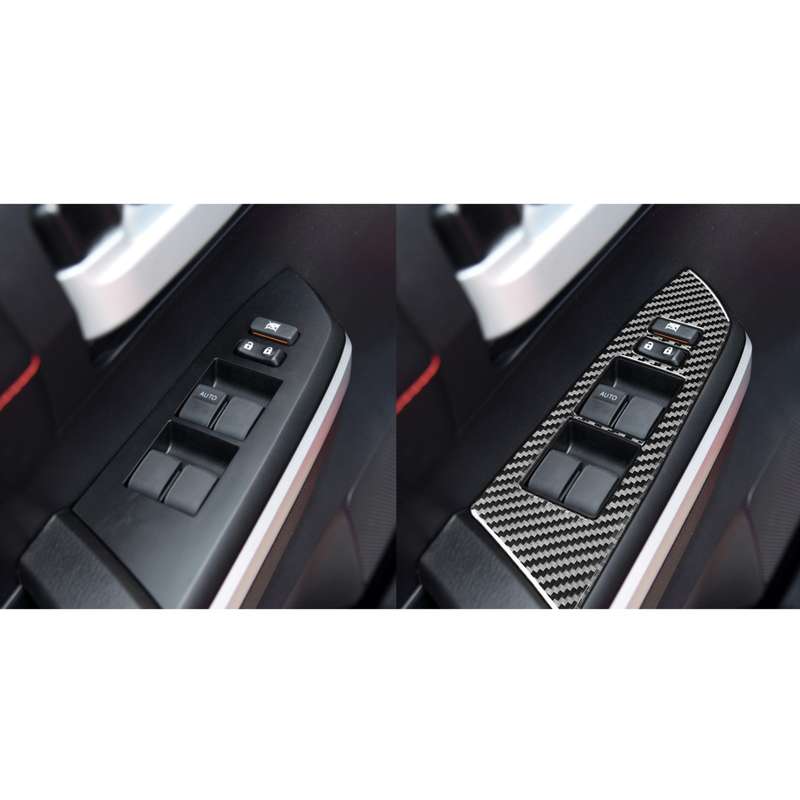 4 PCS / Set Carbon Fiber Car Glass Lift Switch Ring Decorative Sticker for Toyota Tundra 2014-2018,