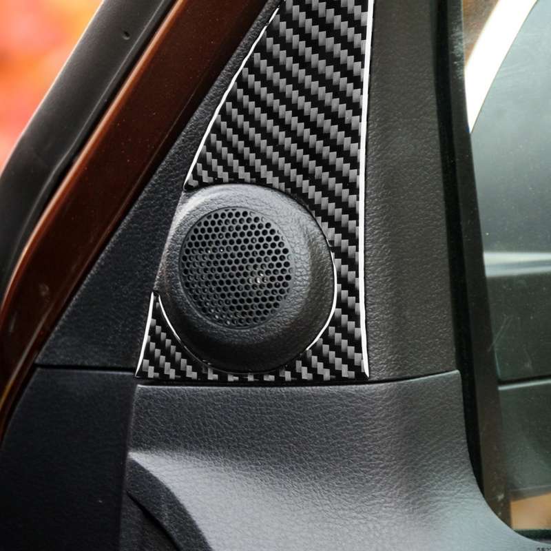 2 PCS / Set Carbon Fiber Car A-pillar Speaker Panel Decorative Sticker for Toyota Tundra 2014-2018,
