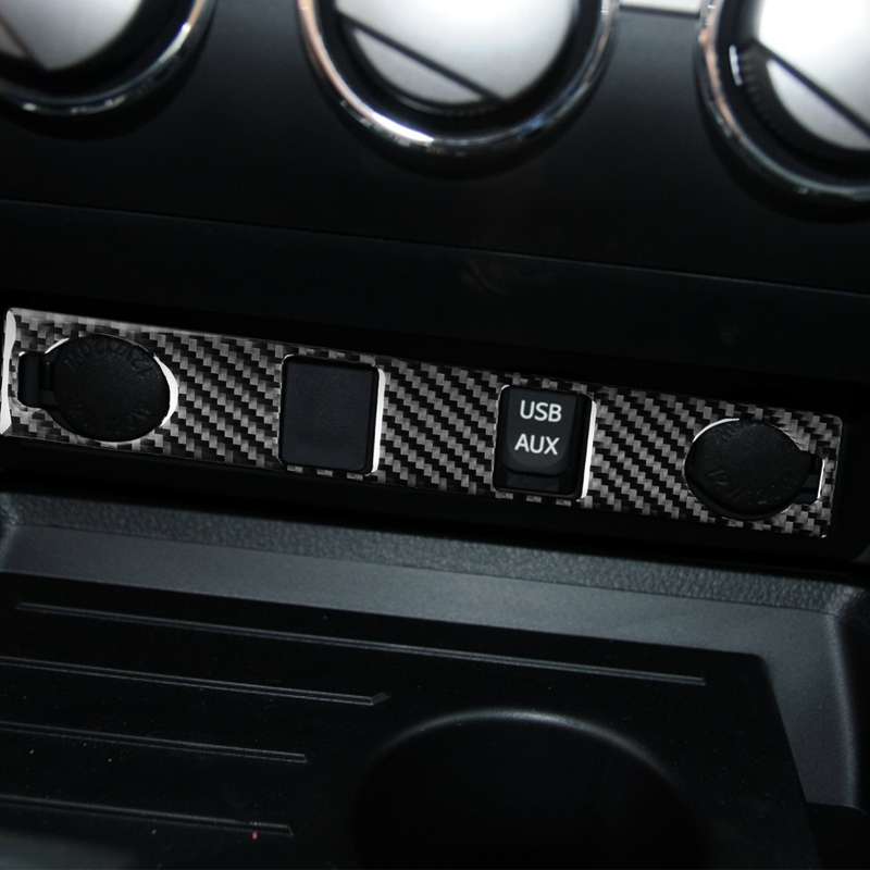 Carbon Fiber Car Cigarette Lighter Switch Decorative Sticker for Toyota Tundra 2014-2018, Left Right