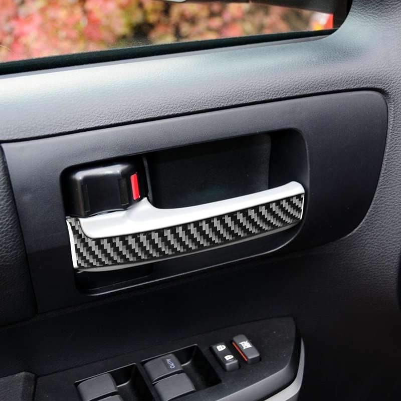 4 PCS / Set Carbon Fiber Car Inner Handle Decorative Sticker for Toyota Tundra 2014-2018, Left Right