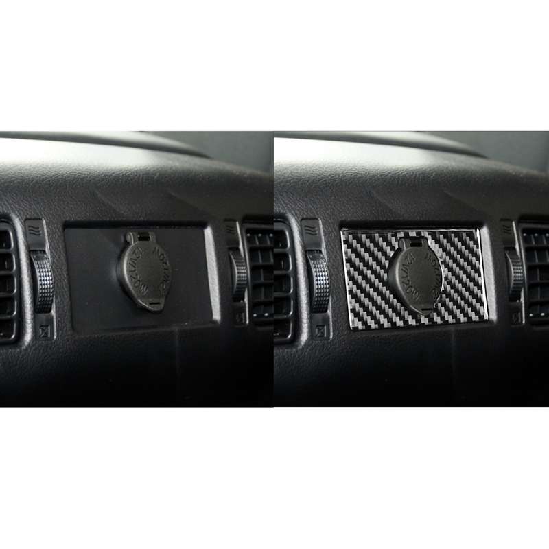 Carbon Fiber Car Rear Cigarette Lighter Switch Decorative Sticker for Toyota Tundra 2014-2018, Left