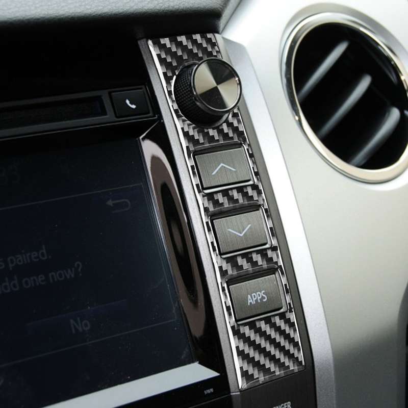 2 PCS / Set Carbon Fiber Car Central Control Volume Switch Decorative Sticker for Toyota Tundra 2014