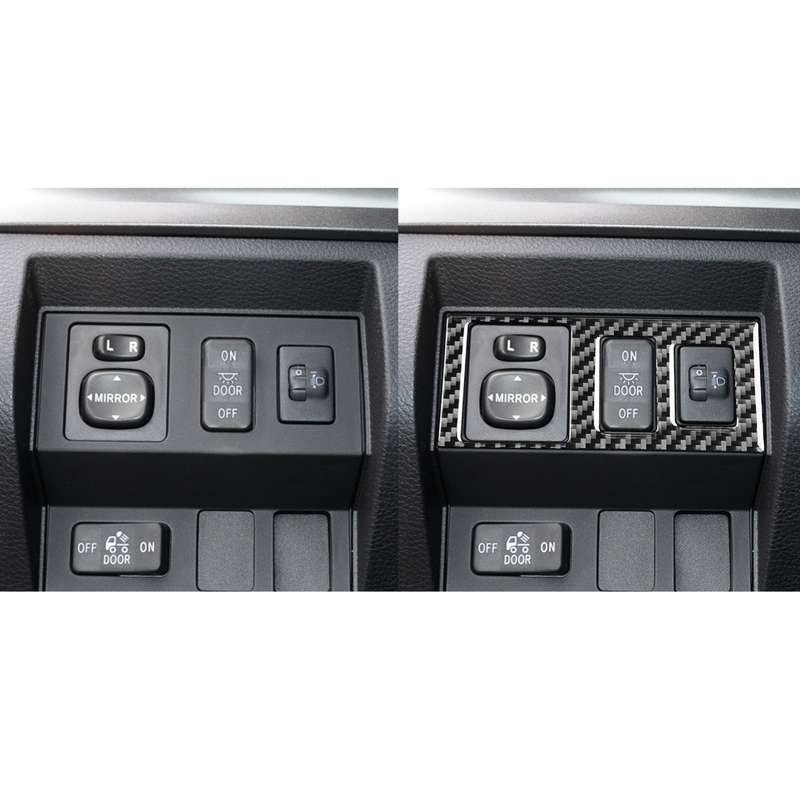 Carbon Fiber Car Headlight Height Adjustment Switch Decorative Sticker for Toyota Tundra 2014-2018,