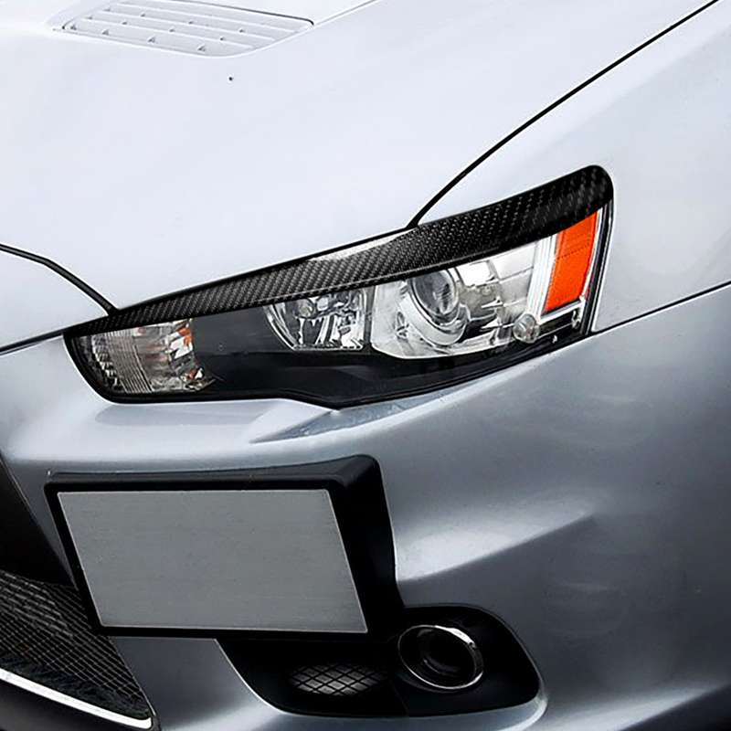 2 PCS / Set Carbon Fiber Car Lamp Eyebrow Decorative Sticker for Mitsubishi Lancer EVO 2008-2014, Dr