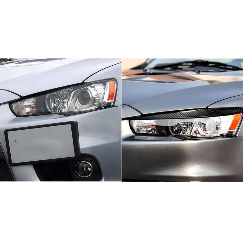 2 PCS / Set Carbon Fiber Car Lamp Eyebrow Decorative Sticker for Mitsubishi Lancer EVO 2008-2014, Dr