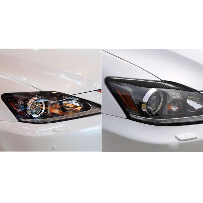 2 PCS / Set Carbon Fiber Car Lamp Eyebrow Decorative Sticker for Lexus IS250/ IS300 2006-2012, Drop