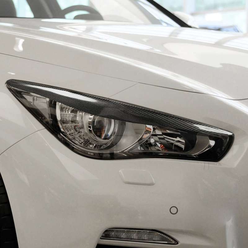 2 PCS / Set Carbon Fiber Car Lamp Eyebrow Decorative Sticker for Infiniti Q50 2014-2019, Drop Glue V
