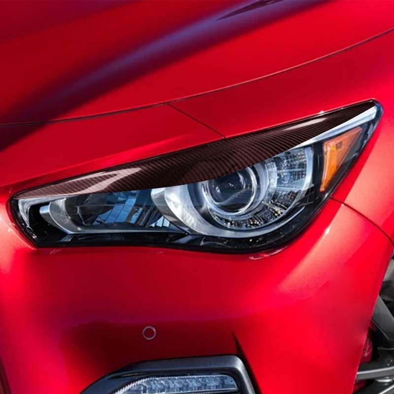 2 PCS / Set Carbon Fiber Car Lamp Eyebrow Decorative Sticker for Infiniti Q50 2014-2019, Drop Glue V