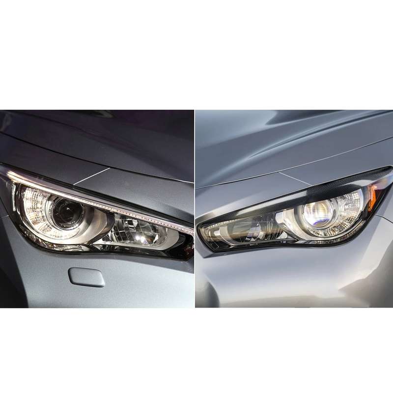 2 PCS / Set Carbon Fiber Car Lamp Eyebrow Decorative Sticker for Infiniti Q50 2014-2019, Drop Glue V