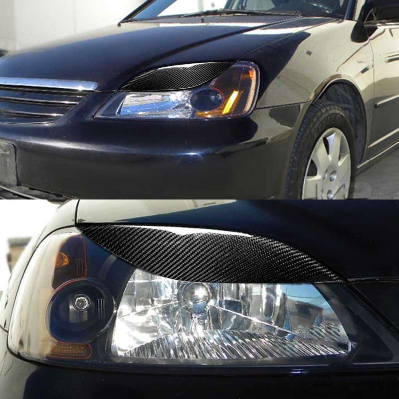 2 PCS / Set Carbon Fiber Car Lamp Eyebrow Decorative Sticker for Honda Civic 2001-2003, Drop Glue Ve