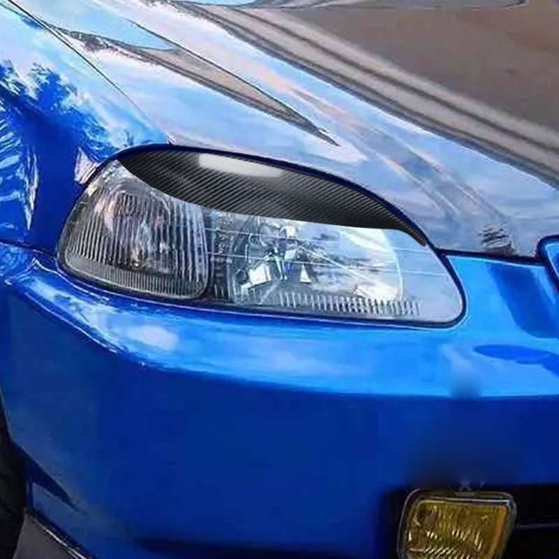 2 PCS / Set Carbon Fiber Car Lamp Eyebrow Decorative Sticker for Honda Civic 1999-1900, Drop Glue Ve