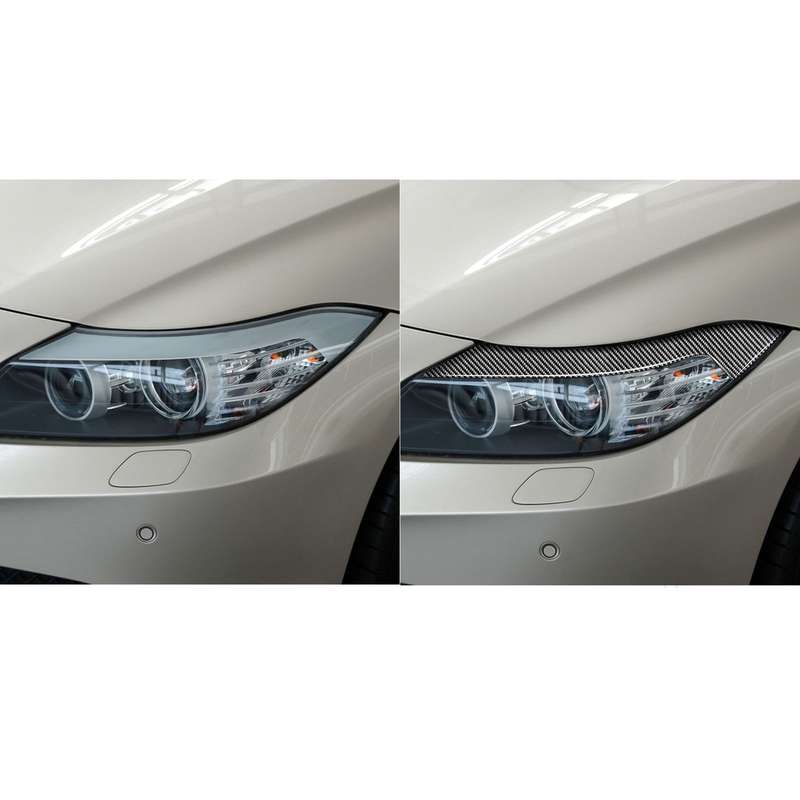 2 PCS / Set Carbon Fiber Car Lamp Eyebrow Decorative Sticker for BMW Z4 / E89 2009-2015, Drop Glue V