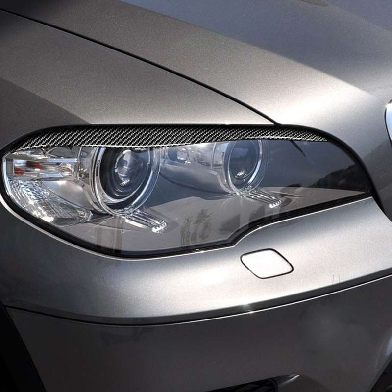 2 PCS / Set Carbon Fiber Car Lamp Eyebrow Decorative Sticker for BMW X5/E70 2010-2012, Drop Glue Ver